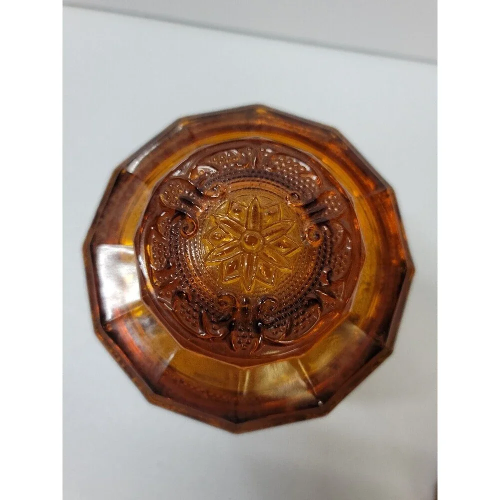 Tiara Indiana Sandwich Glass Amber Canister with Lid Medium Vintage